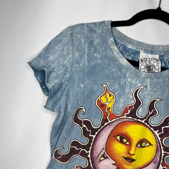 No Time Majestic Moon Sun Tshirt Acid Wash T-Shirt Celestial Moon Sun Tee Large - Picture 3 of 7